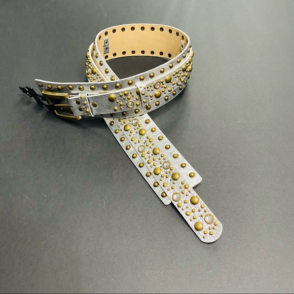 L & D Studded Italian Leather Belt- Size M - Picture 2 of 14